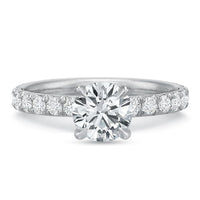 18K White Gold Round Center French Engagement Ring Setting