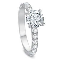 18K White Gold Round Center French Engagement Ring Setting