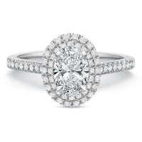Platinum New Aire Petite Oval Double Halo Engagement Ring Setting