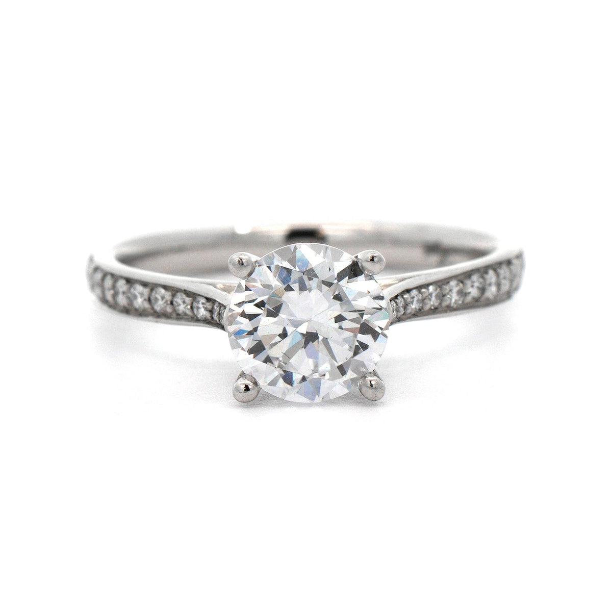 Platinum New Aire Bead Set 4 Prong Engagement Ring Setting