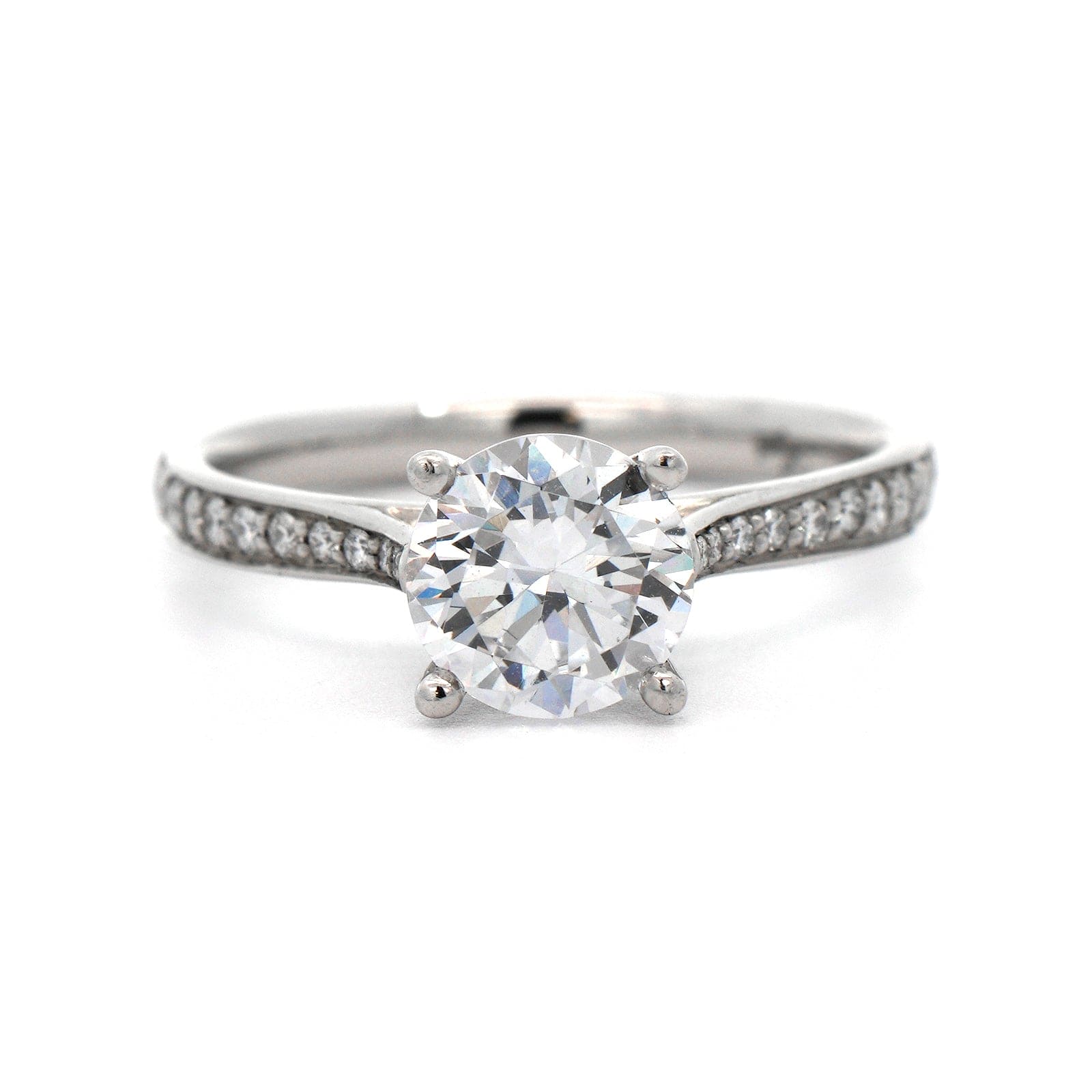 Platinum New Aire Bead Set 4 Prong Engagement Ring Setting