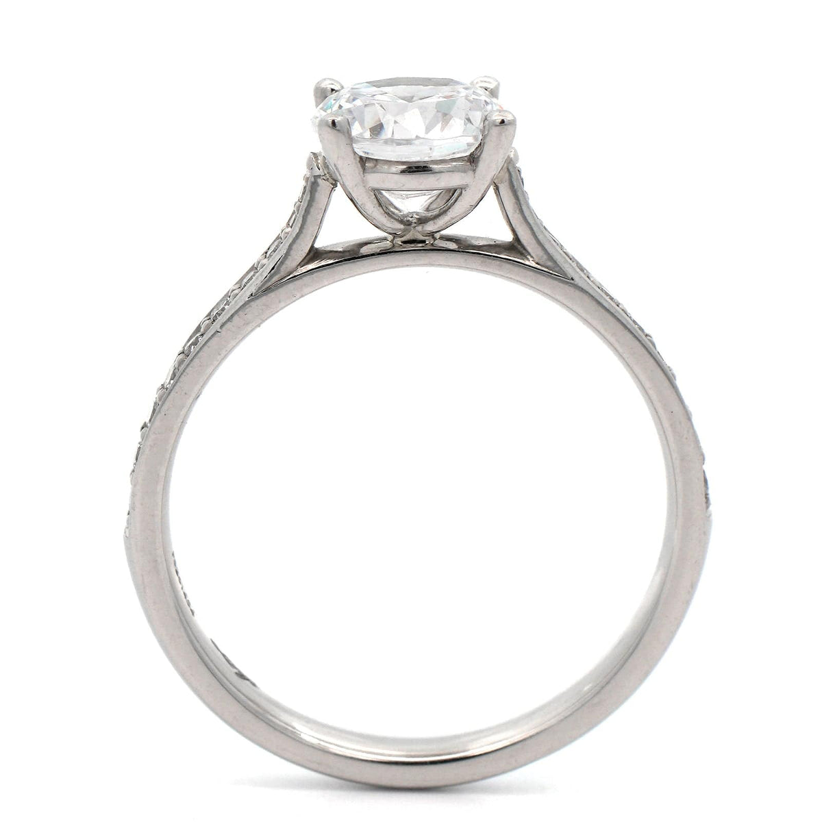Platinum New Aire Bead Set 4 Prong Engagement Ring Setting