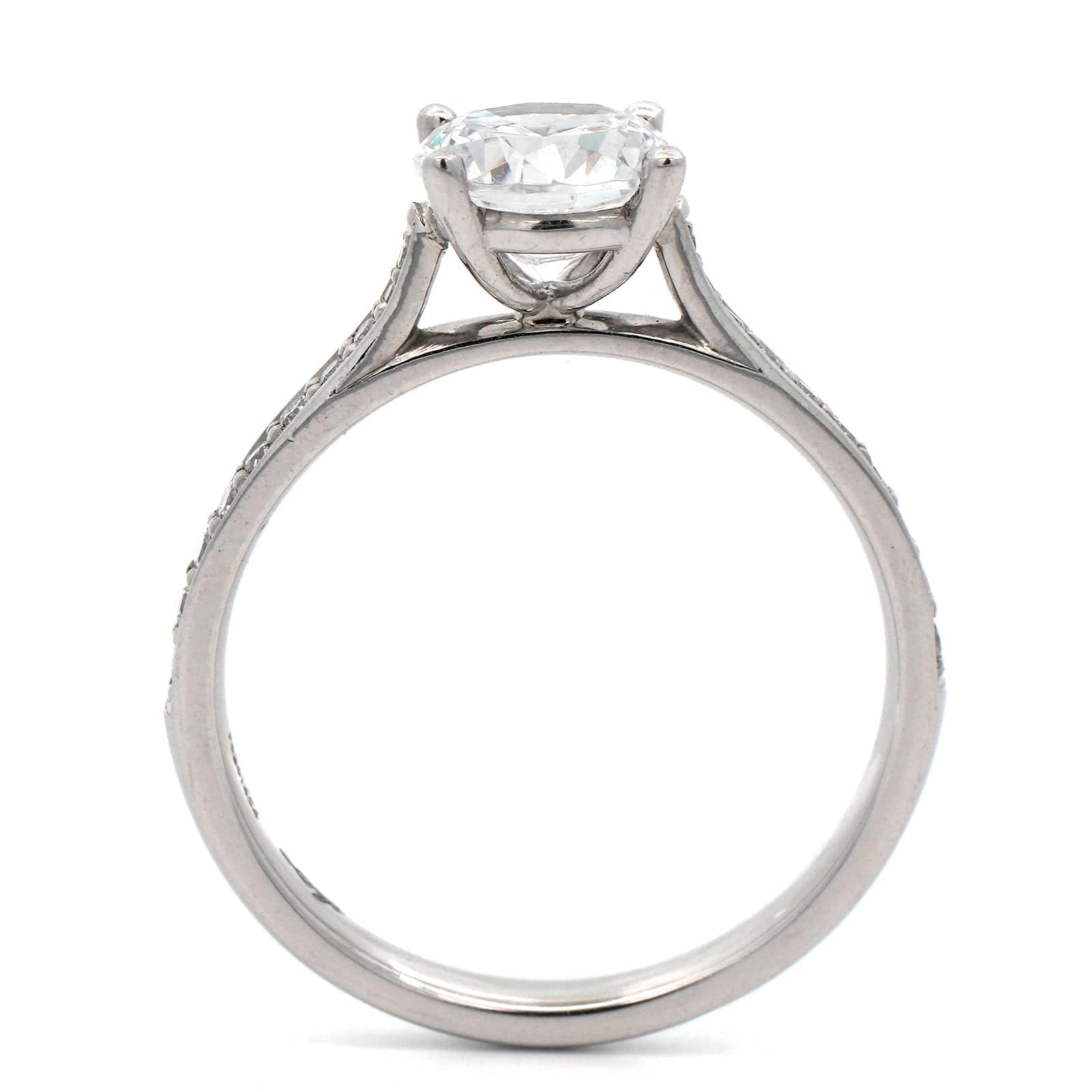 Platinum New Aire Bead Set 4 Prong Engagement Ring Setting