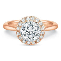 Platinum New Aire Solitaire Shank French Cut Halo Engagement Ring Setting