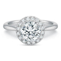 Platinum New Aire Solitaire Shank French Cut Halo Engagement Ring Setting