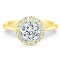 Platinum New Aire Solitaire Shank French Cut Halo Engagement Ring Setting
