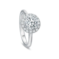 Platinum New Aire Solitaire Shank French Cut Halo Engagement Ring Setting