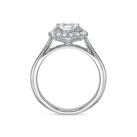 Platinum New Aire Solitaire Shank French Cut Halo Engagement Ring Setting