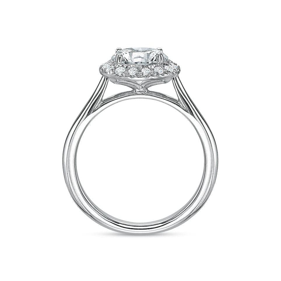 Platinum New Aire Solitaire Shank French Cut Halo Engagement Ring Setting