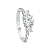 Platinum New Flush Fit 3 Stone Oval Engagement Ring Setting