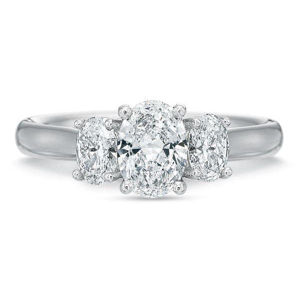 Platinum New Flush Fit 3 Stone Oval Engagement Ring Setting