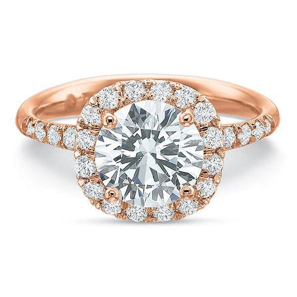 Platinum and 18K Rose Gold Cushion Halo Engagement Ring Setting