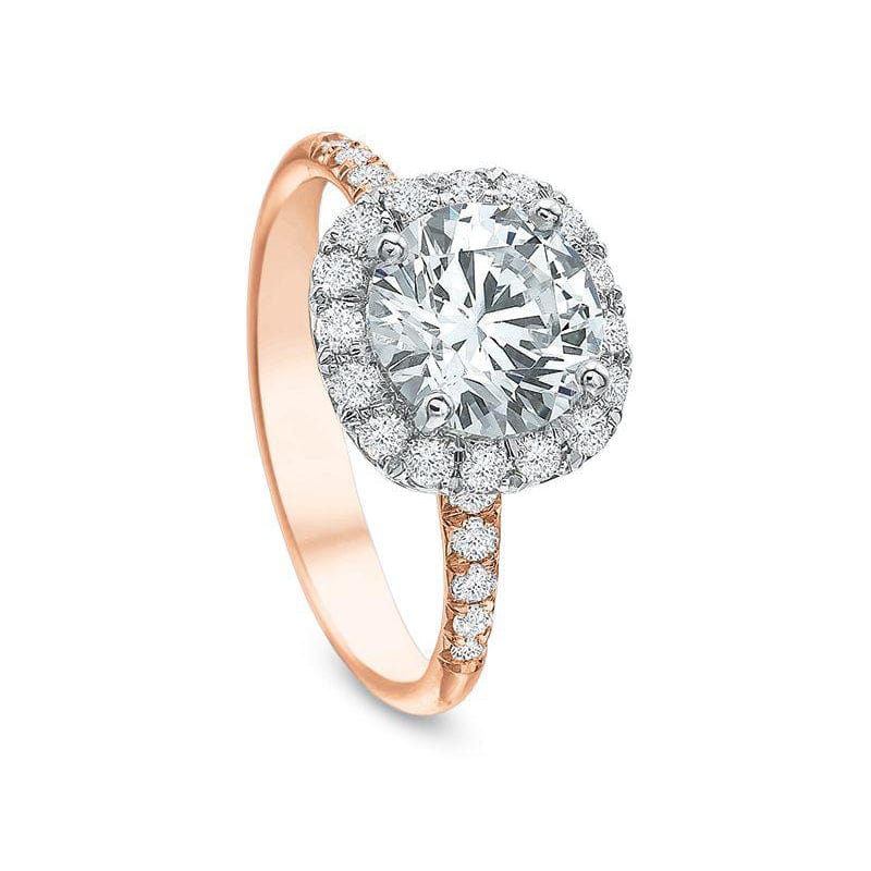 Platinum and 18K Rose Gold Cushion Halo Engagement Ring Setting