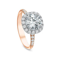 Platinum and 18K Rose Gold Cushion Halo Engagement Ring Setting