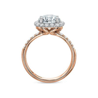 Platinum and 18K Rose Gold Cushion Halo Engagement Ring Setting