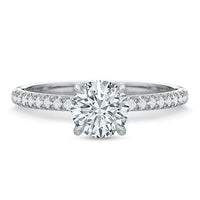 Platinum Round Center French Engagement Ring Setting