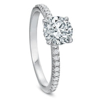 Platinum Round Center French Engagement Ring Setting