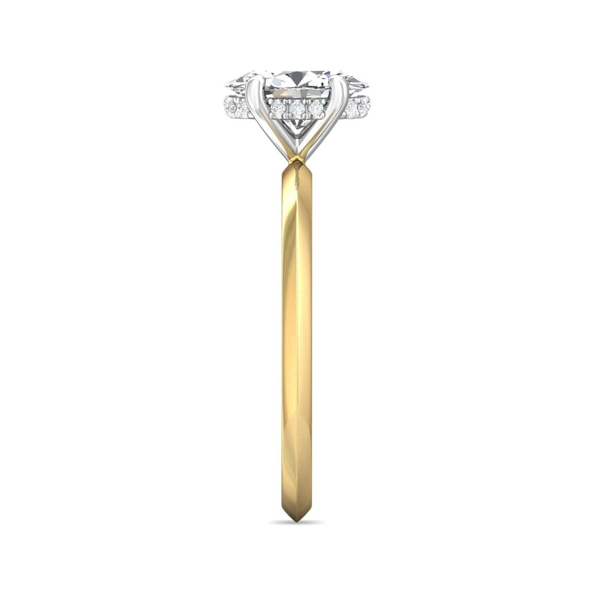 18K Yellow Gold Knife Edge & Platinum Head Diamond Engagement Ring Setting