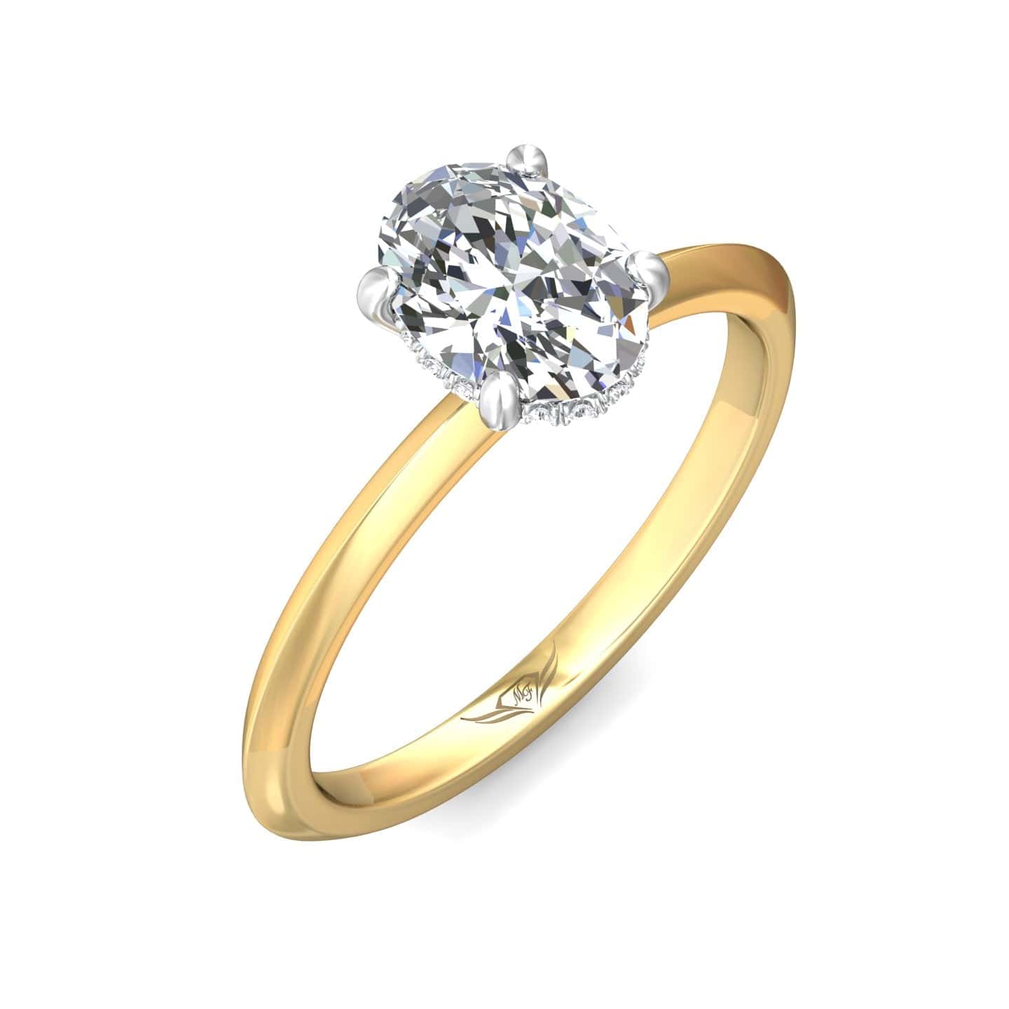 18K Yellow Gold Knife Edge & Platinum Head Diamond Engagement Ring Setting