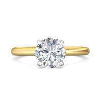 18K Yellow Gold 4 Prong Platinum Head Diamond Engagement Ring Setting