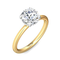 18K Yellow Gold 4 Prong Platinum Head Diamond Engagement Ring Setting