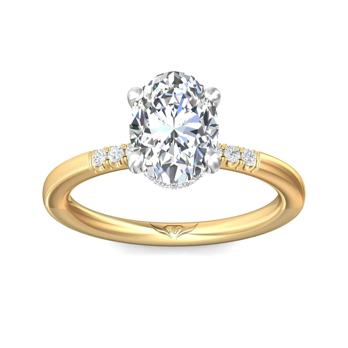 18K Yellow Gold & Platinum Head Diamond Engagement Ring Setting
