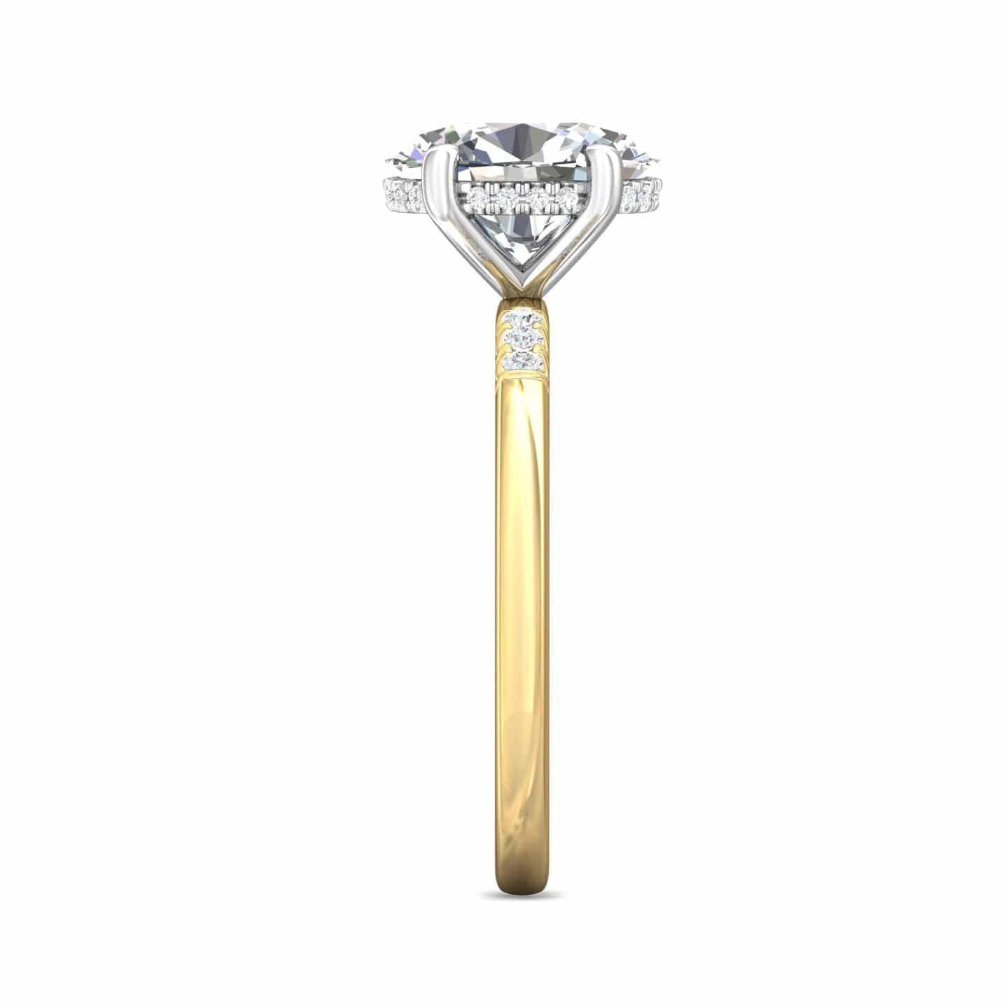 18K Yellow Gold & Platinum Head Diamond Engagement Ring Setting