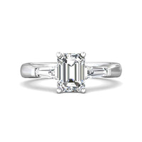 Platinum Emerald Cut Center with Baguette Side Stones Diamond Engagement Ring Setting