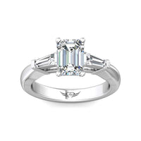 Platinum Emerald Cut Center with Baguette Side Stones Diamond Engagement Ring Setting