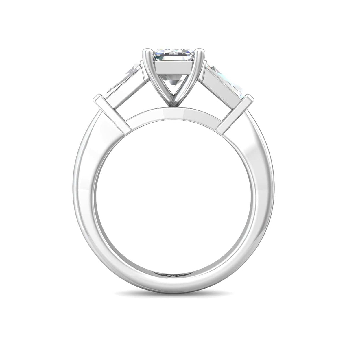Platinum Emerald Cut Center with Baguette Side Stones Diamond Engagement Ring Setting