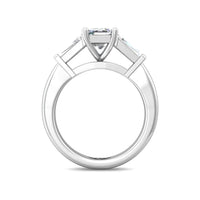 Platinum Emerald Cut Center with Baguette Side Stones Diamond Engagement Ring Setting