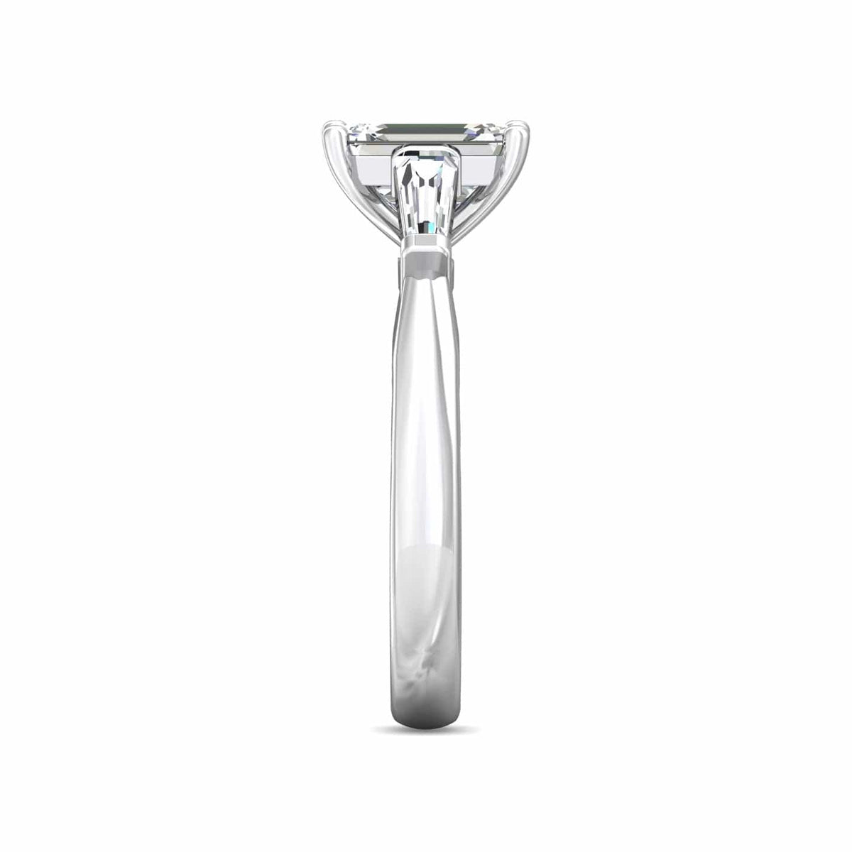 Platinum Emerald Cut Center with Baguette Side Stones Diamond Engagement Ring Setting