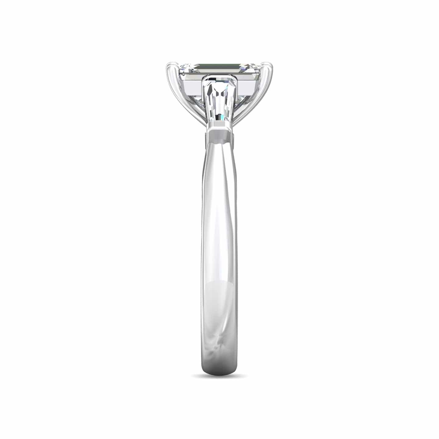 Platinum Emerald Cut Center with Baguette Side Stones Diamond Engagement Ring Setting