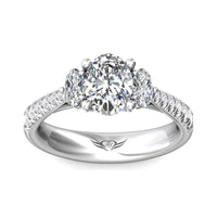Platinum Three Stone Oval Diamond Engagement Ring Setting