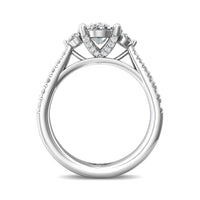 Platinum Three Stone Oval Diamond Engagement Ring Setting