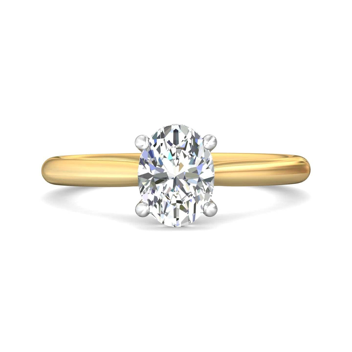 18K Yellow Gold 4 Prong Platinum Head Cathedral Diamond Engagement Setting