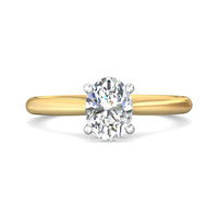 18K Yellow Gold 4 Prong Platinum Head Cathedral Diamond Engagement Setting