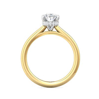 18K Yellow Gold 4 Prong Platinum Head Cathedral Diamond Engagement Setting