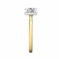 18K Yellow Gold 4 Prong Platinum Head Cathedral Diamond Engagement Setting