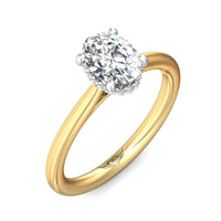 18K Yellow Gold 4 Prong Platinum Head Cathedral Diamond Engagement Setting