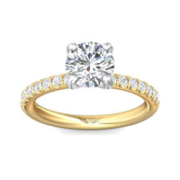 18K Yellow Gold 4 Prong Platinum Head Diamond Engagement Ring Setting