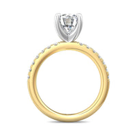 18K Yellow Gold 4 Prong Platinum Head Diamond Engagement Ring Setting
