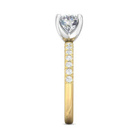 18K Yellow Gold 4 Prong Platinum Head Diamond Engagement Ring Setting