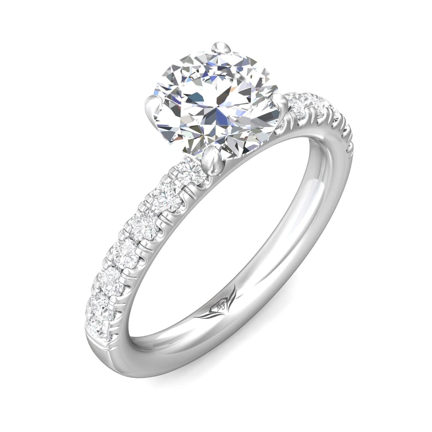 Platinum 4 Prong Round Diamond Engagement Setting