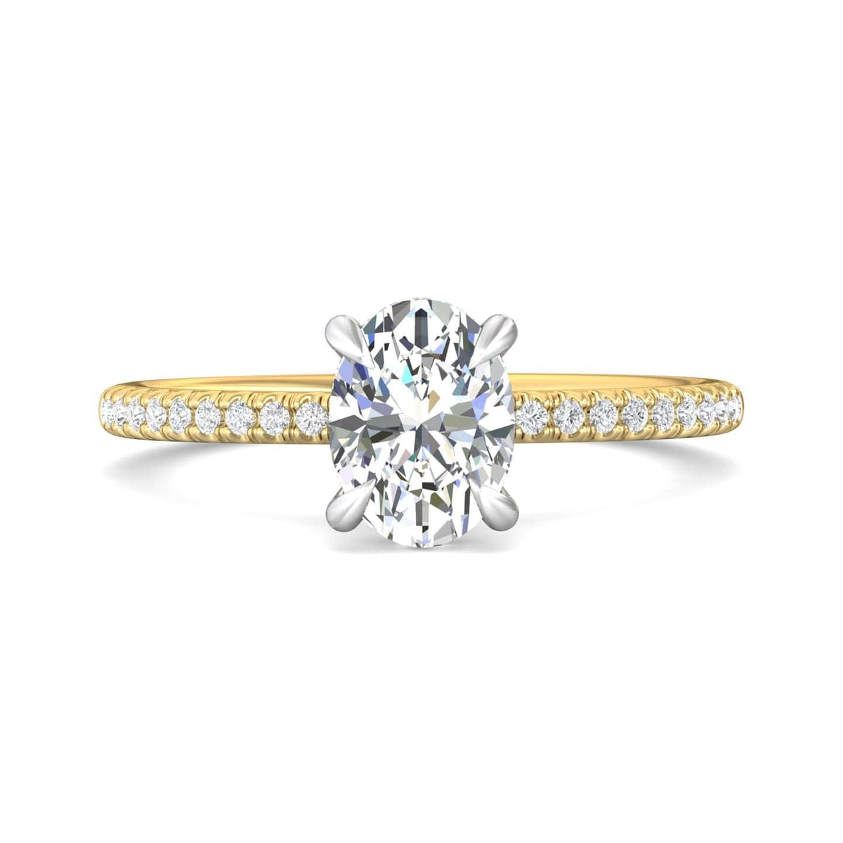18K Yellow Gold Platinum Head Diamond Engagement Ring Setting