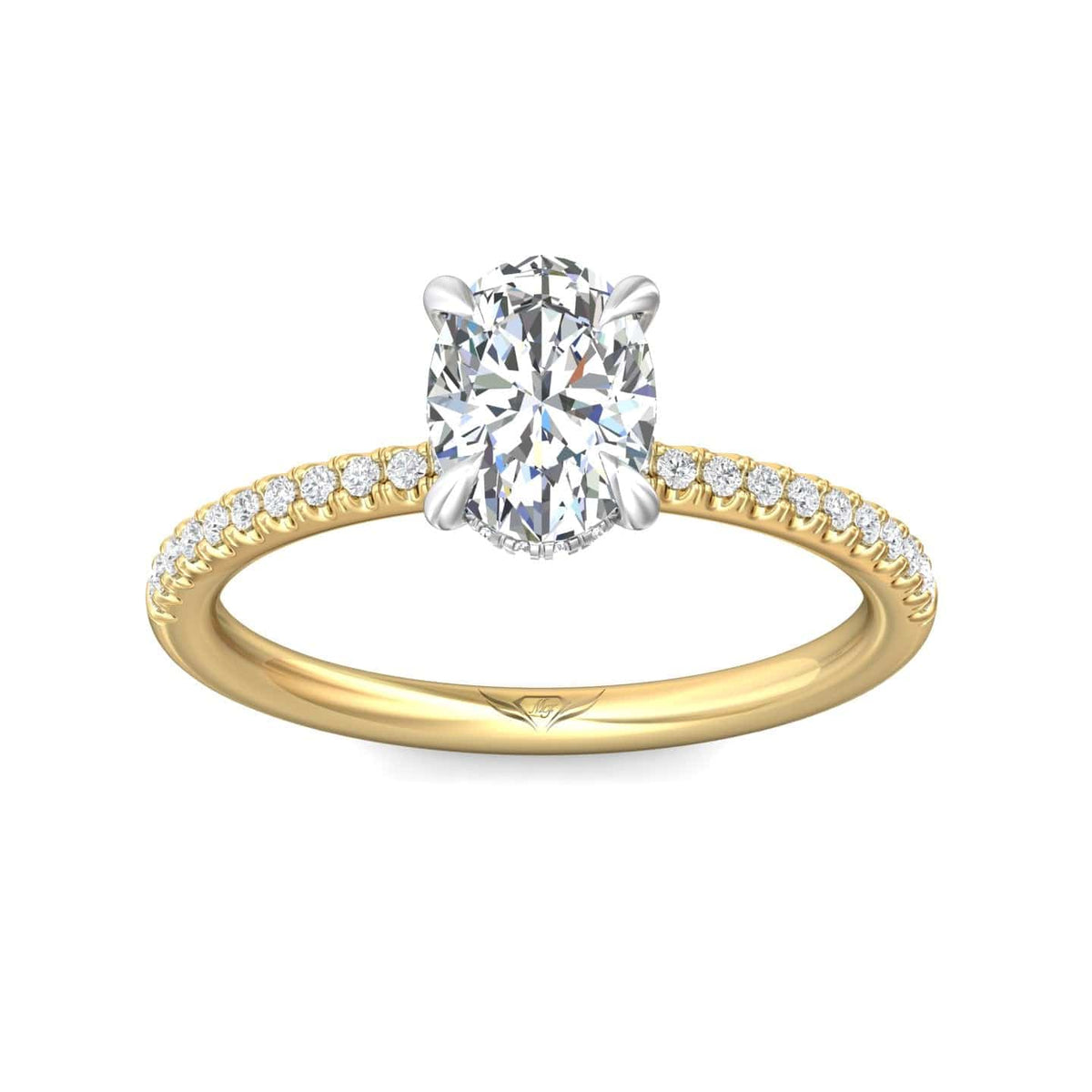18K Yellow Gold Platinum Head Diamond Engagement Ring Setting