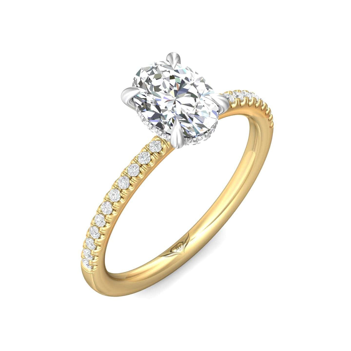18K Yellow Gold Platinum Head Diamond Engagement Ring Setting
