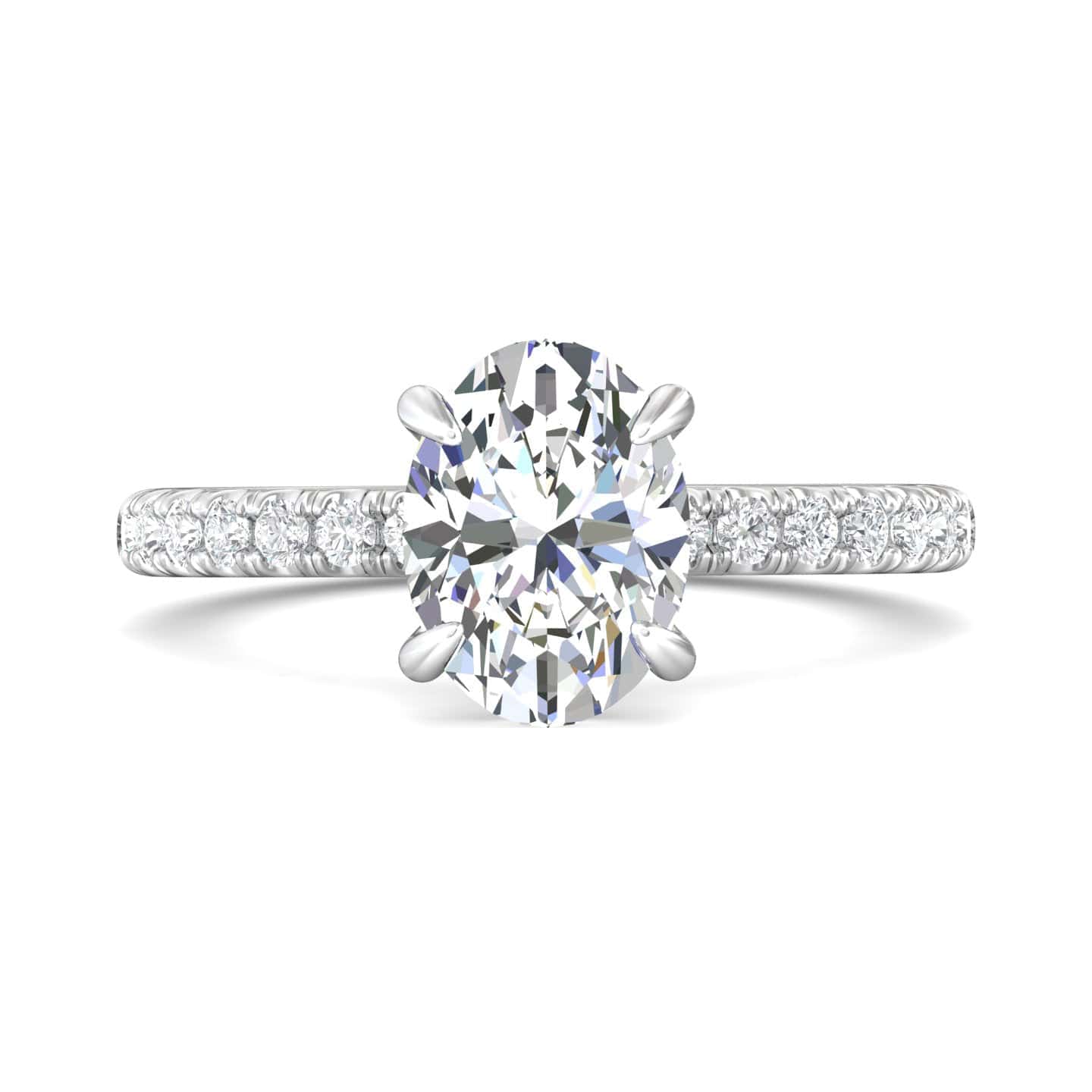 Platinum 4 Prong Diamond Engagement Setting with Hidden Halo