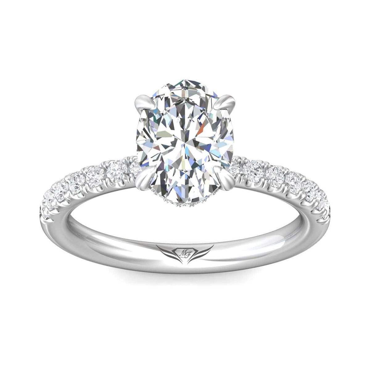 Platinum 4 Prong Diamond Engagement Setting with Hidden Halo