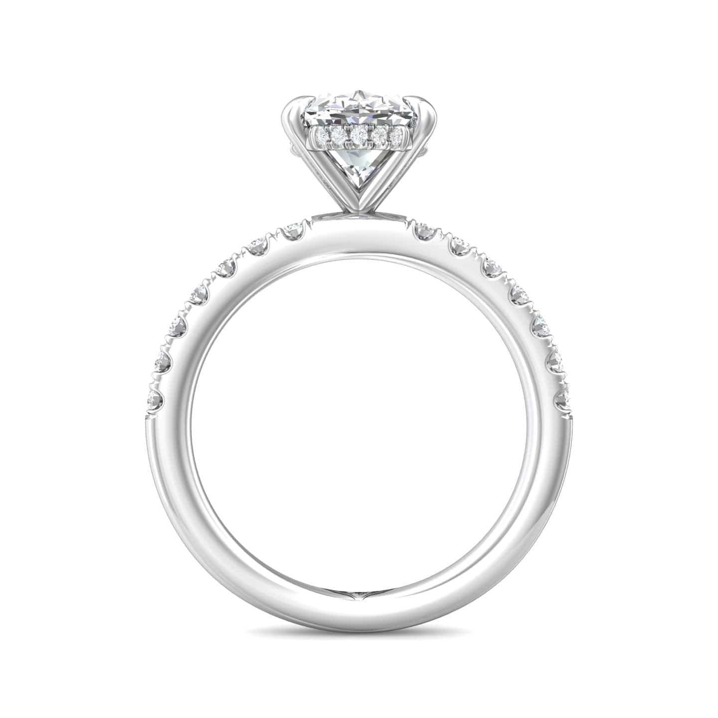 Platinum 4 Prong Diamond Engagement Setting with Hidden Halo